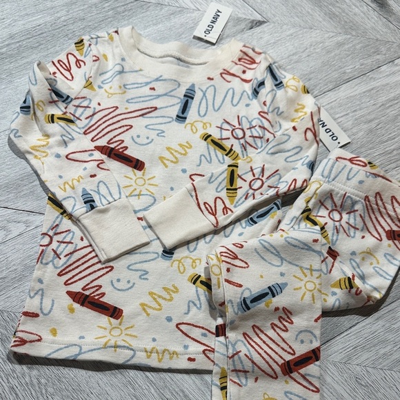 Old Navy - Colorful Crayon Print Kids Pajamas - Picture 3 of 6